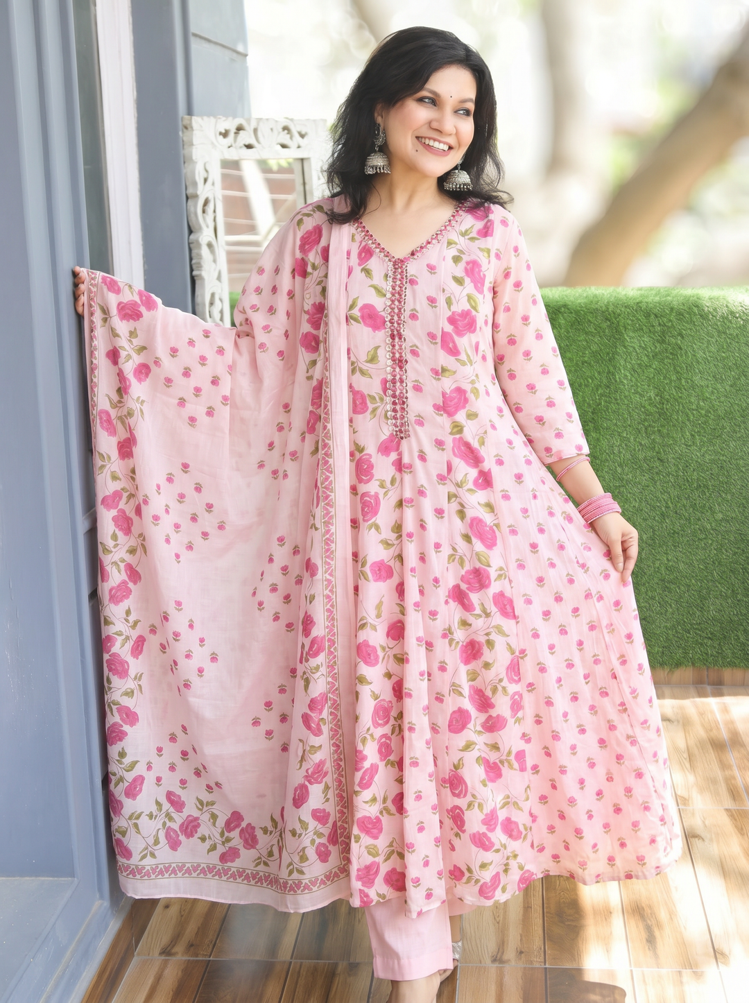 Bella Frorsty Pink Patra Mul Cotton 3 Piece Set
