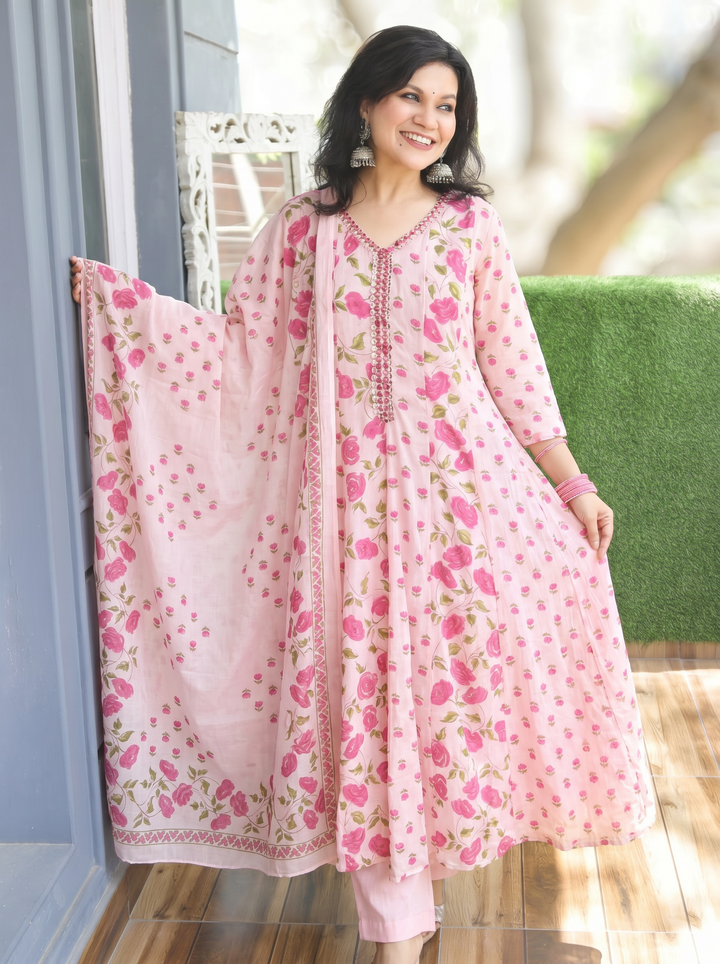 Bella Frorsty Pink Patra Mul Cotton 3 Piece Set