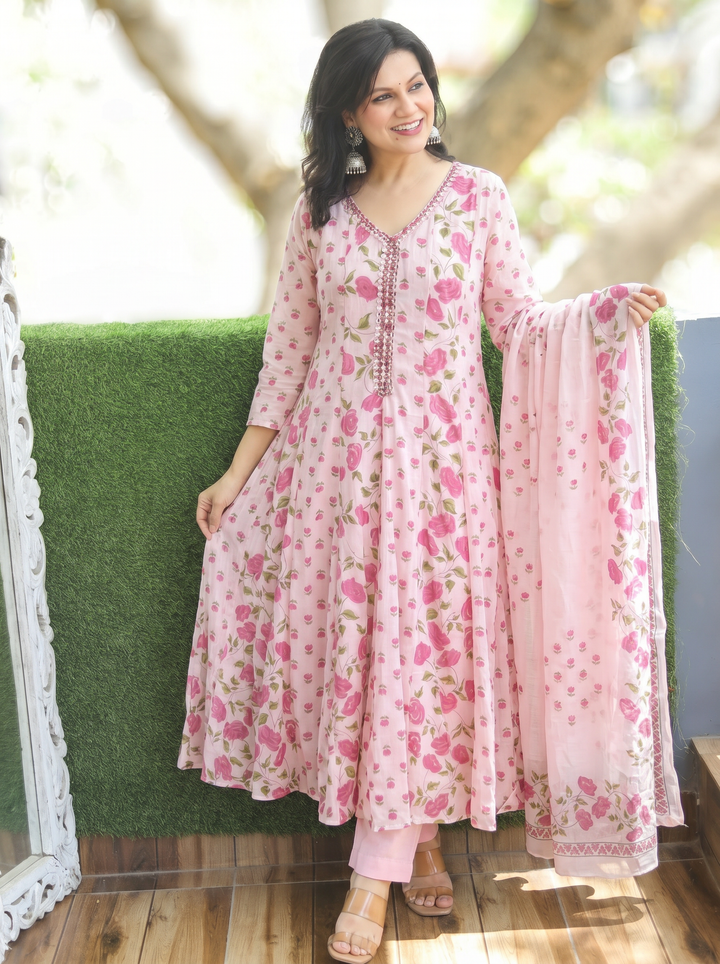 Bella Frorsty Pink Patra Mul Cotton 3 Piece Set