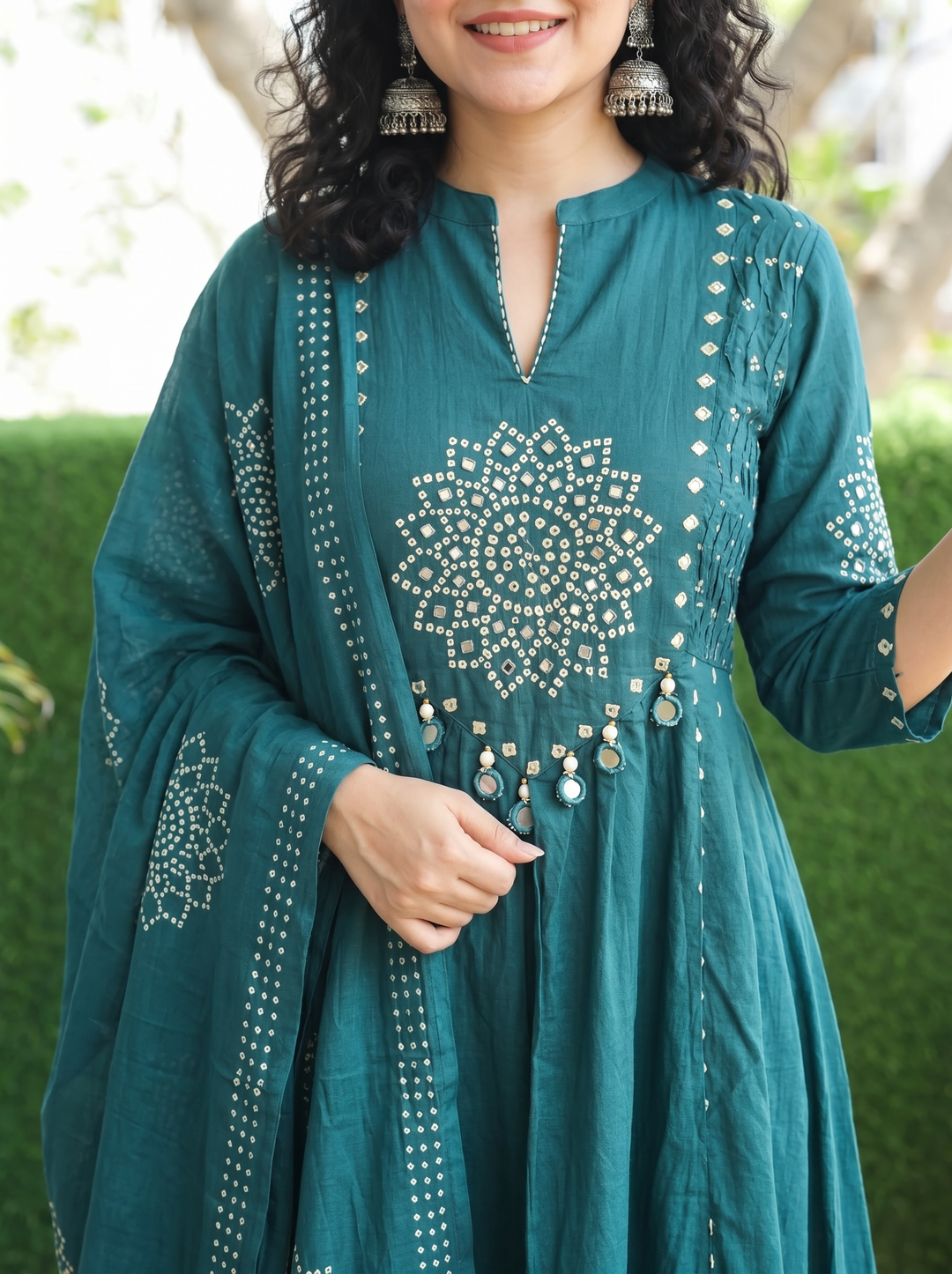 Tanushi Ceru Teal Maroon Bandani Cotton 3 Piece Set