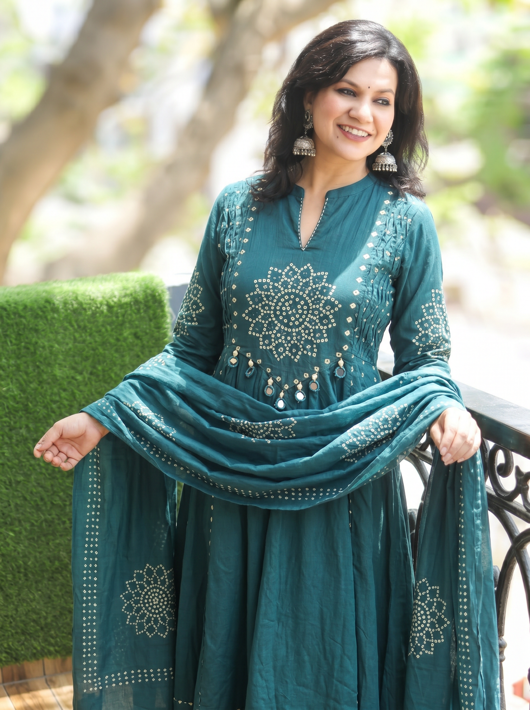 Tanushi Ceru Teal Maroon Bandani Cotton 3 Piece Set