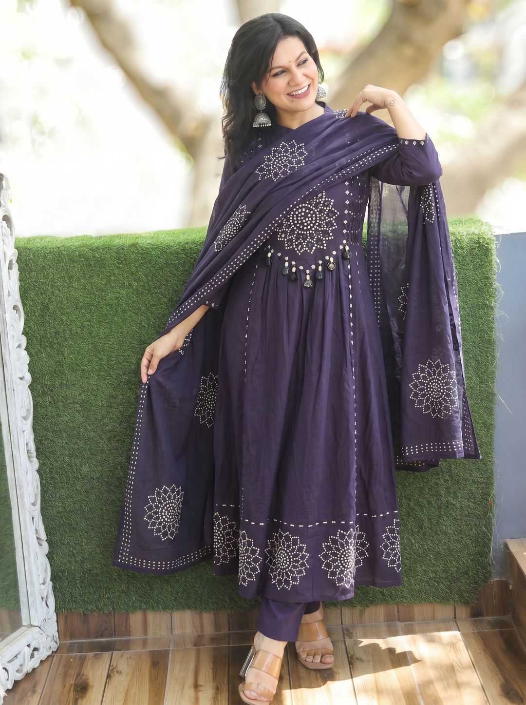 Tanushi Black Maroon Bandani Cotton 3 Piece Set