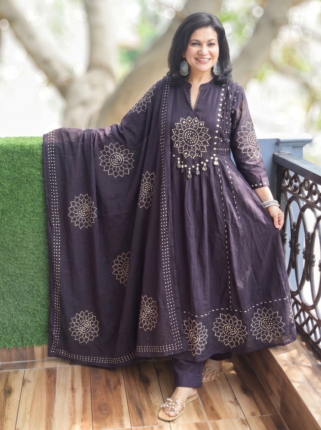 Tanushi Black Maroon Bandani Cotton 3 Piece Set