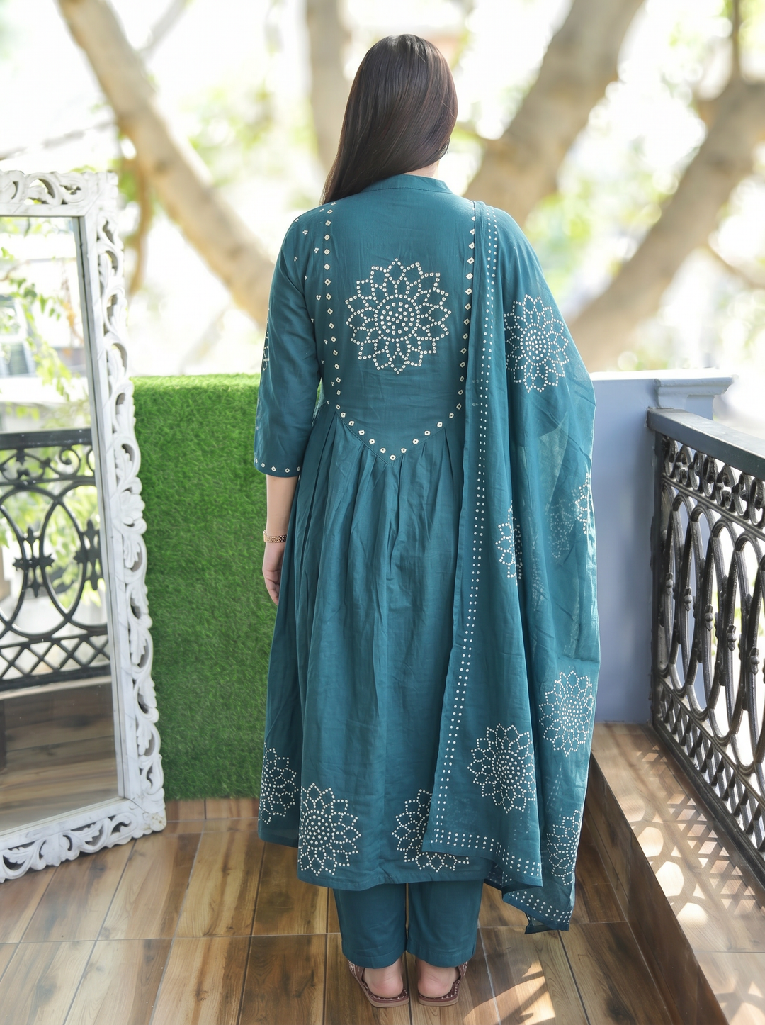 Tanushi Ceru Teal Maroon Bandani Cotton 3 Piece Set