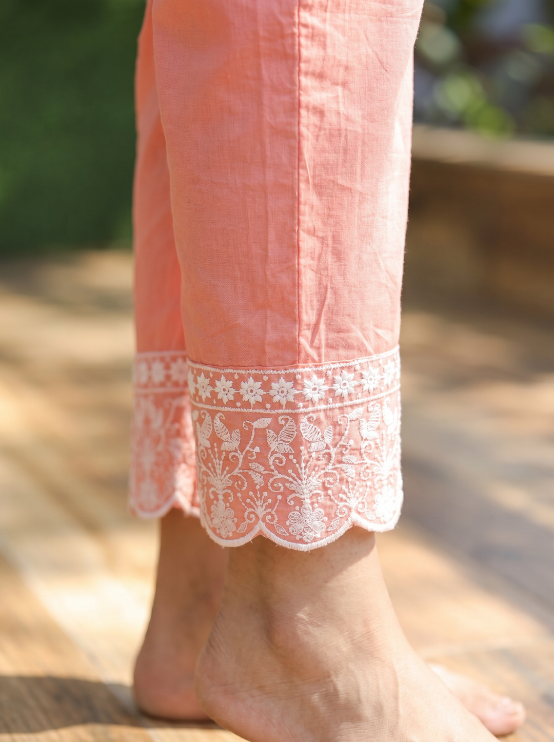 Rashmi Pastel Peach Anarkali Mul Cotton 3 Piece Set
