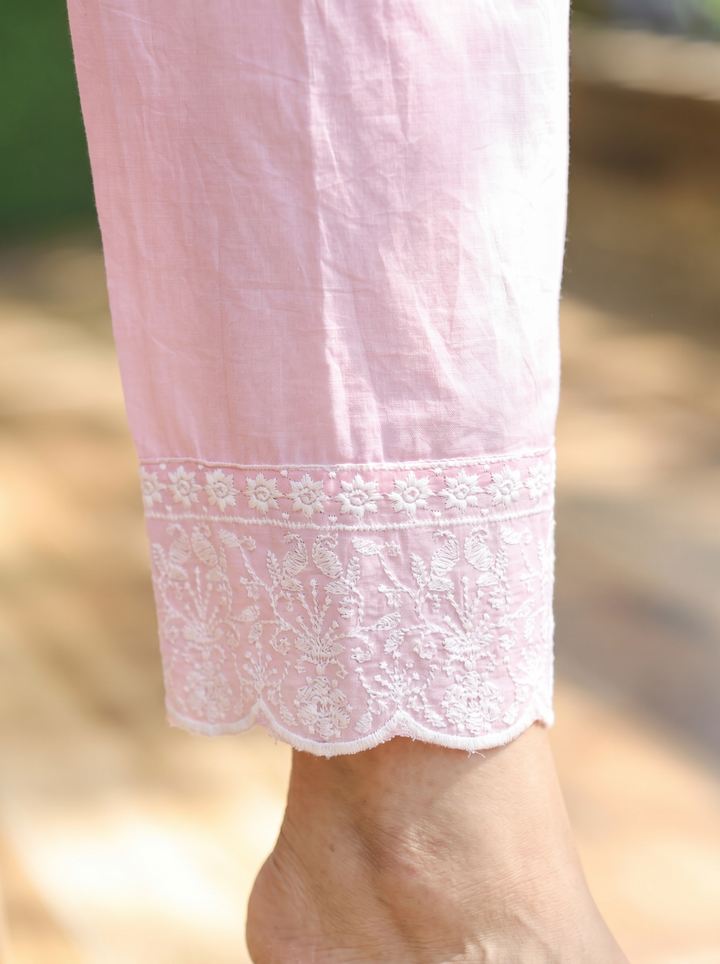Rashmi Petal Pink Anarkali Mul Cotton 3 Piece Set