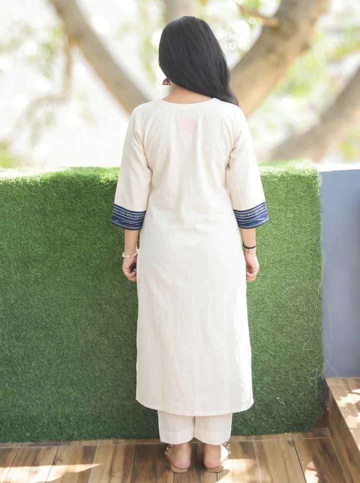 Madhu Blue Ikkat Printed Yoke Cotton Kurti