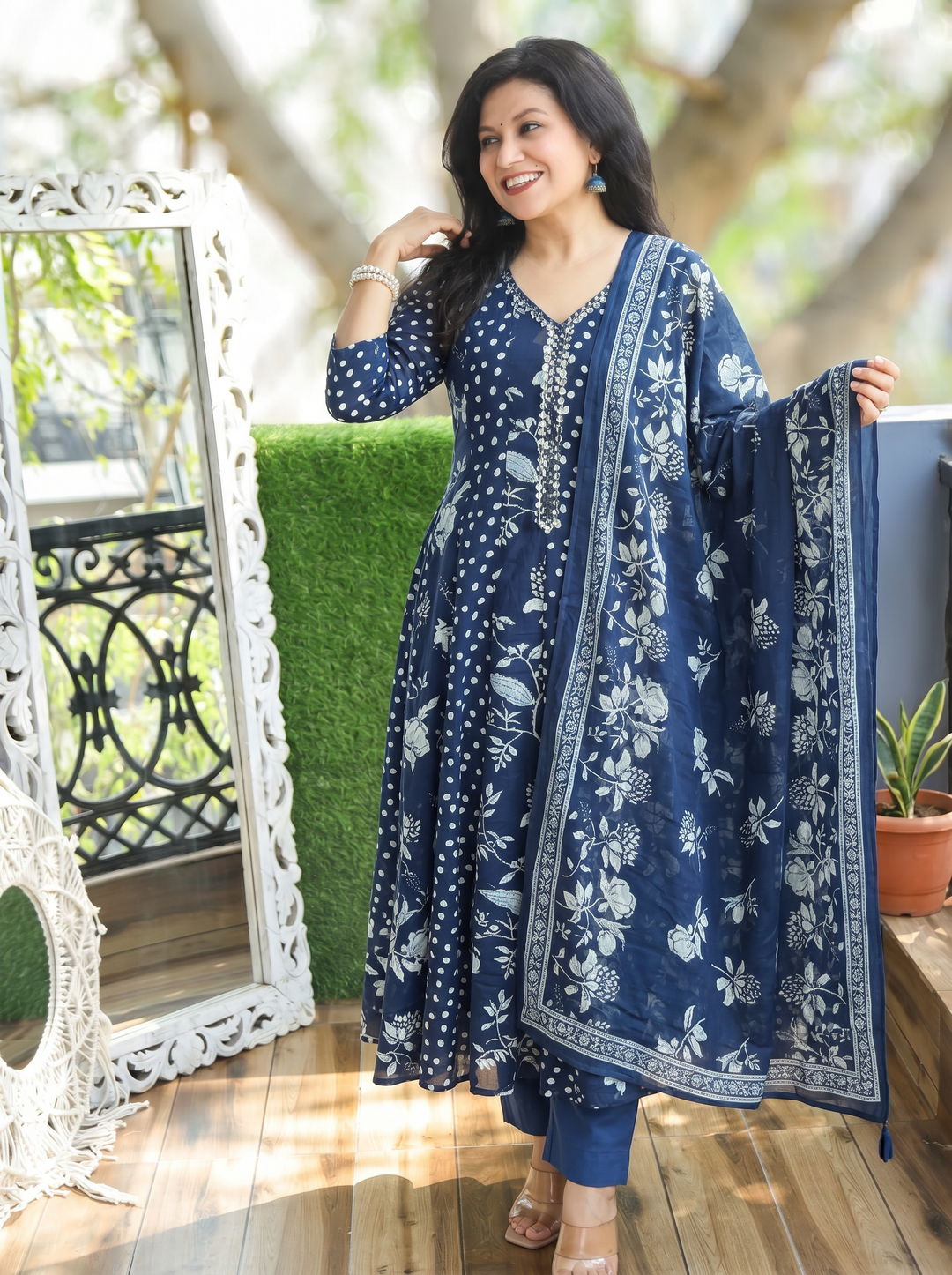 Bella Midnight Blue Patra Mul Cotton 3 Piece Set