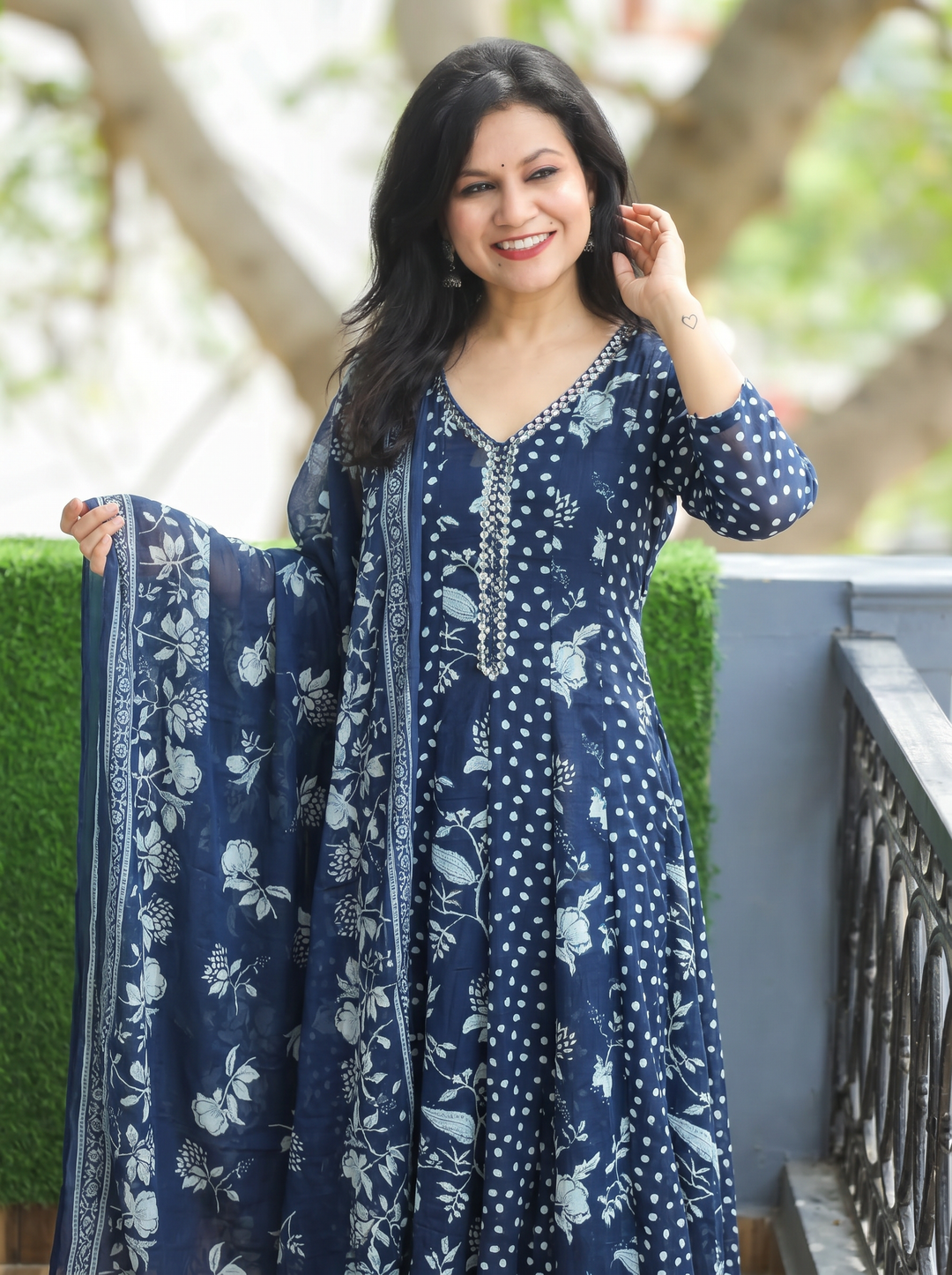 Bella Midnight Blue Patra Mul Cotton 3 Piece Set