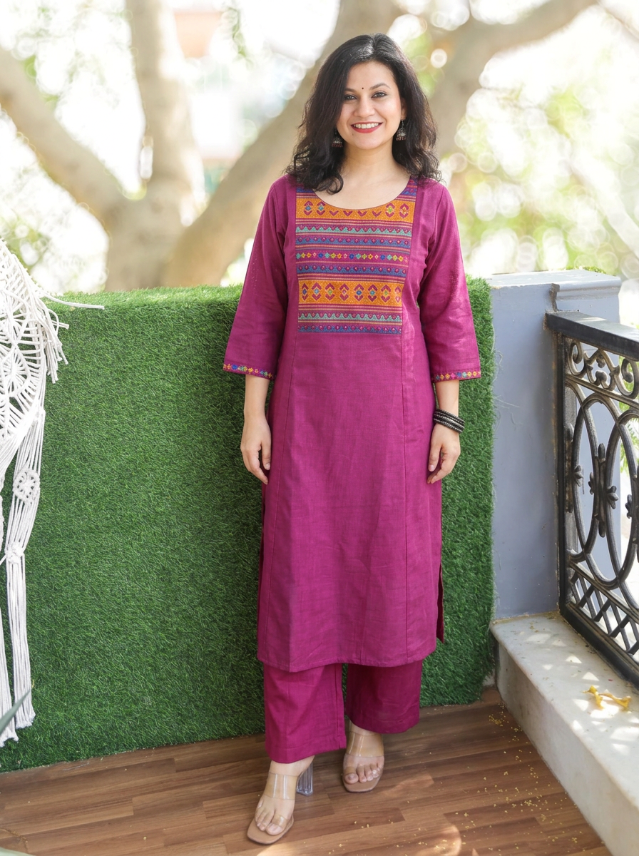 Roohi Maroon Red Embroidered Panel 2 Piece Set