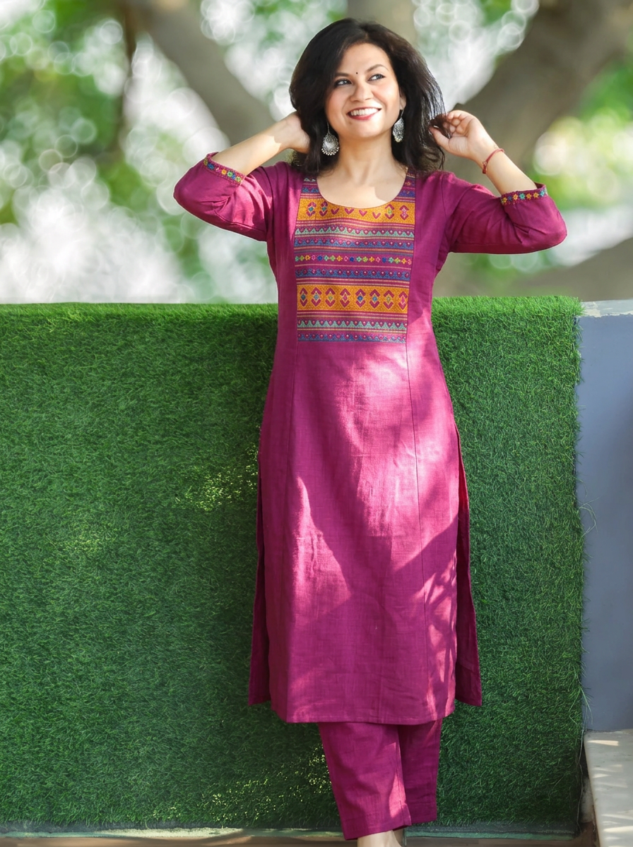 Roohi Maroon Red Embroidered Panel 2 Piece Set