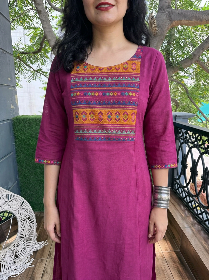 Roohi Maroon Red Embroidered Panel 2 Piece Set