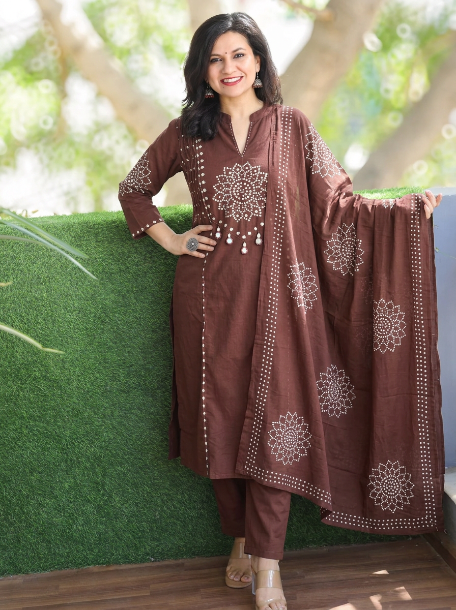 Tanushi Brown Bandani Cotton 3 Piece Set