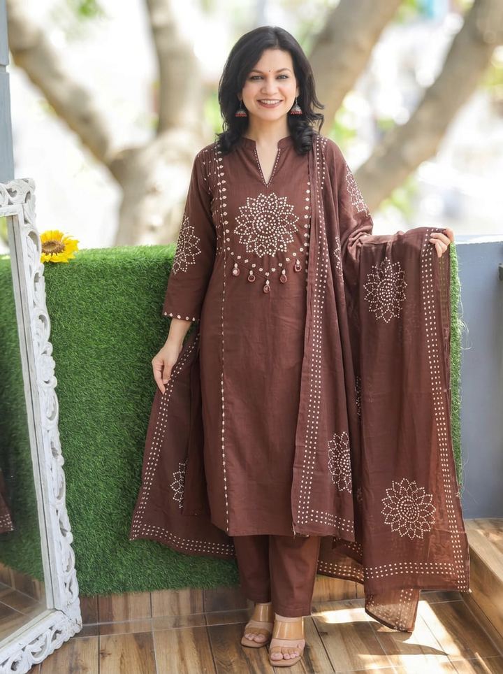 Tanushi Brown Bandani Cotton 3 Piece Set