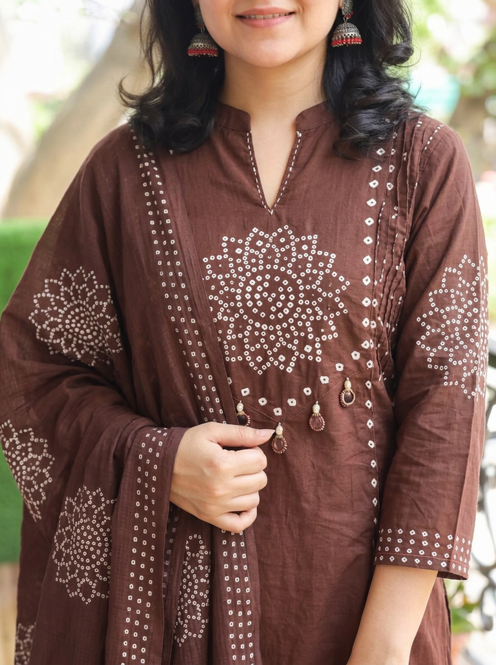 Tanushi Brown Bandani Cotton 3 Piece Set