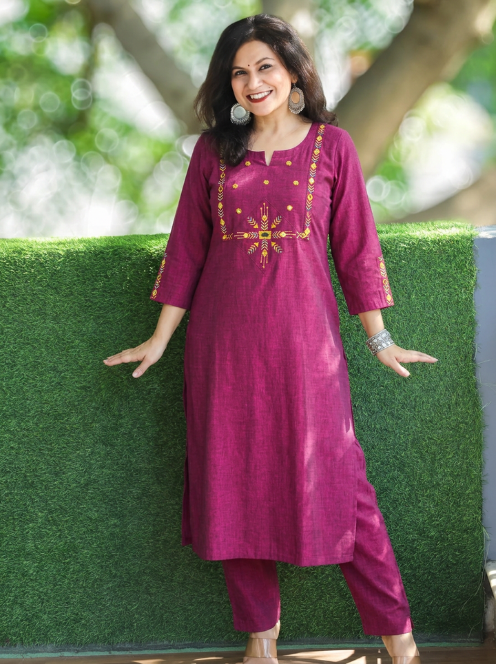 Mehraab Purple Cross Color Woven South Cotton Kurti