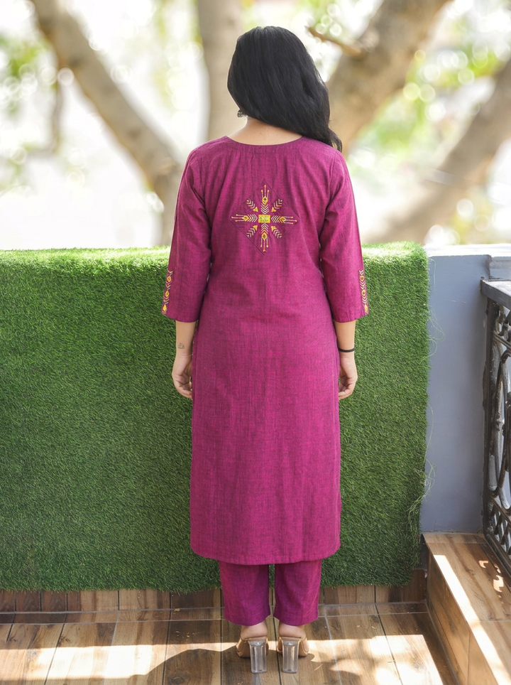 Mehraab Purple Cross Color Woven South Cotton Kurti