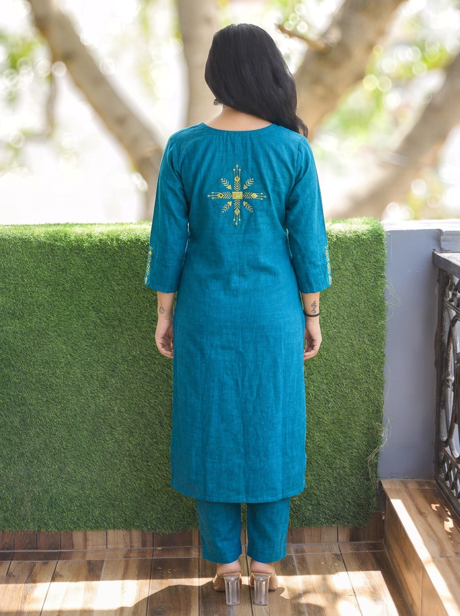 Mehraab Blue Cross Color Woven South Cotton Kurti