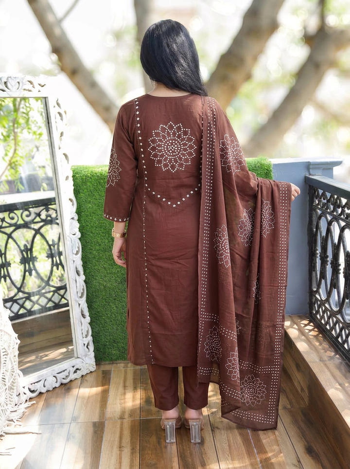 Tanushi Brown Bandani Cotton 3 Piece Set