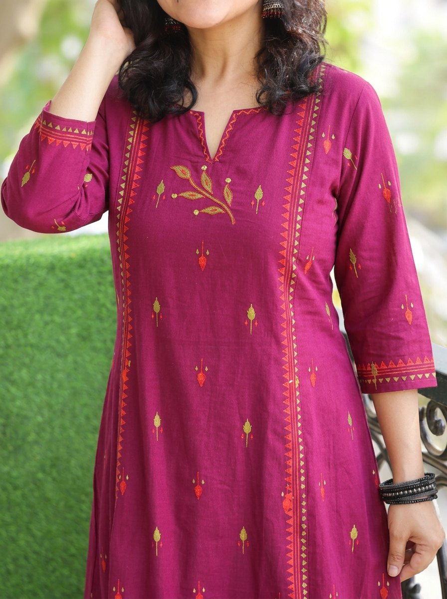 Aasumi Purple Pigment Print South Cotton Woven 2 Piece Set