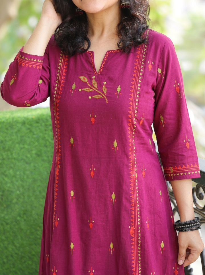 Aasumi Purple Pigment Print South Cotton Woven 2 Piece Set