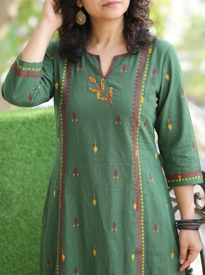 Aasumi Green Pigment Print South Cotton Woven 2 Piece Set