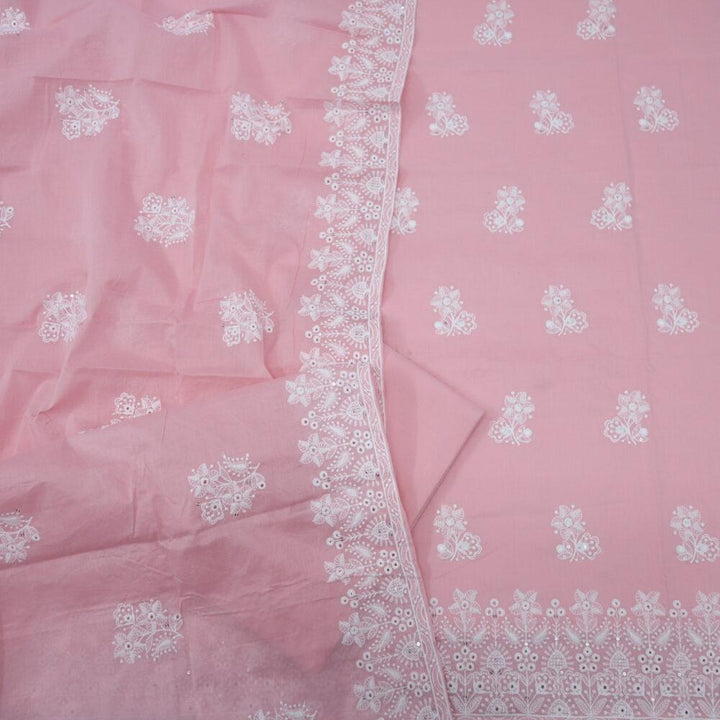 Baby Pink Cotton Schiffli Work Top and Dupatta Set