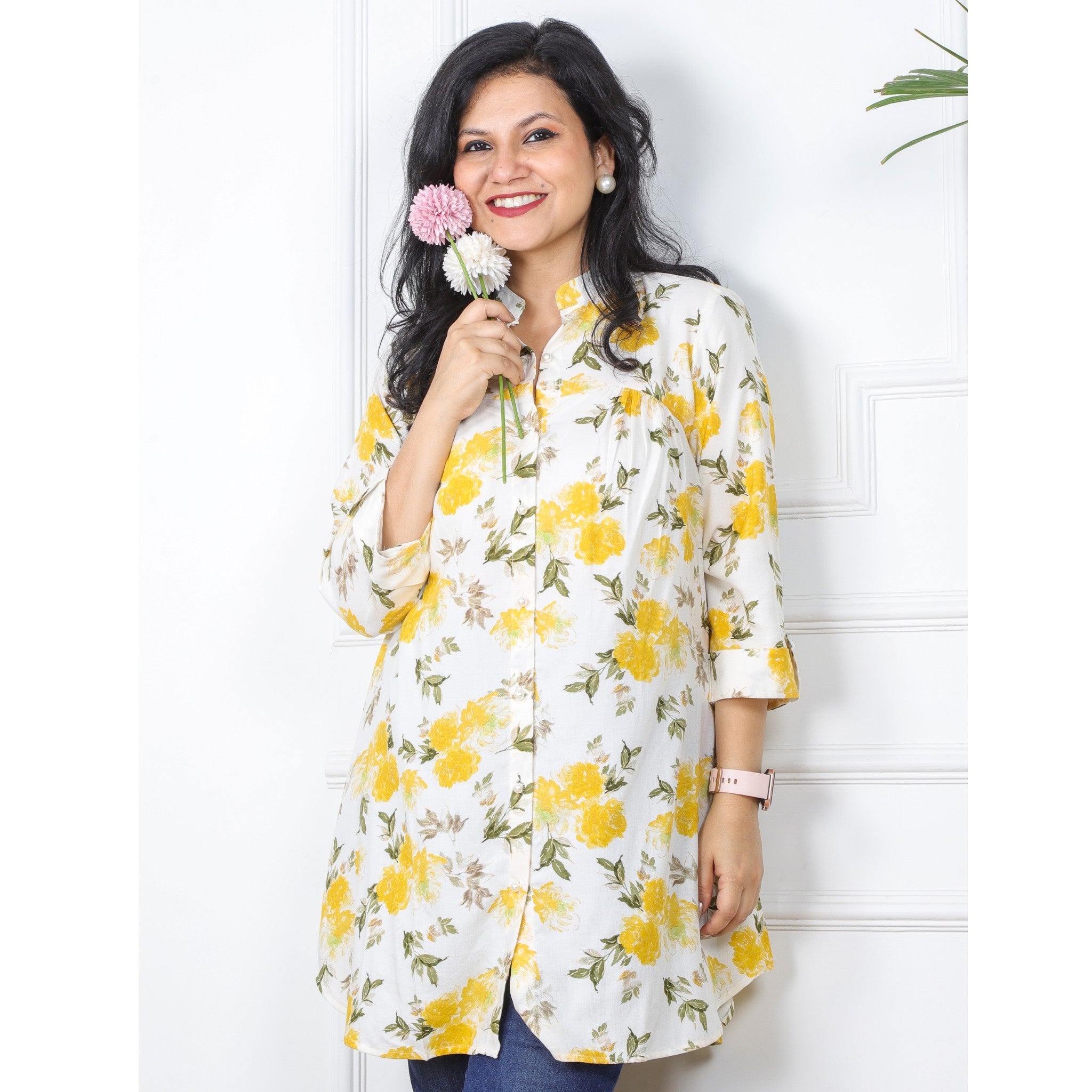 Multicoloured Asymmetrical Paisley Print Shirt Style Kurti – First Resort  by Ramola Bachchan